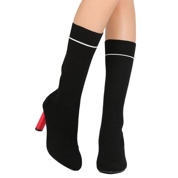 Cape Robbin Sweater Mid-Cal Heel Sock Boots - Picture 1 of 3